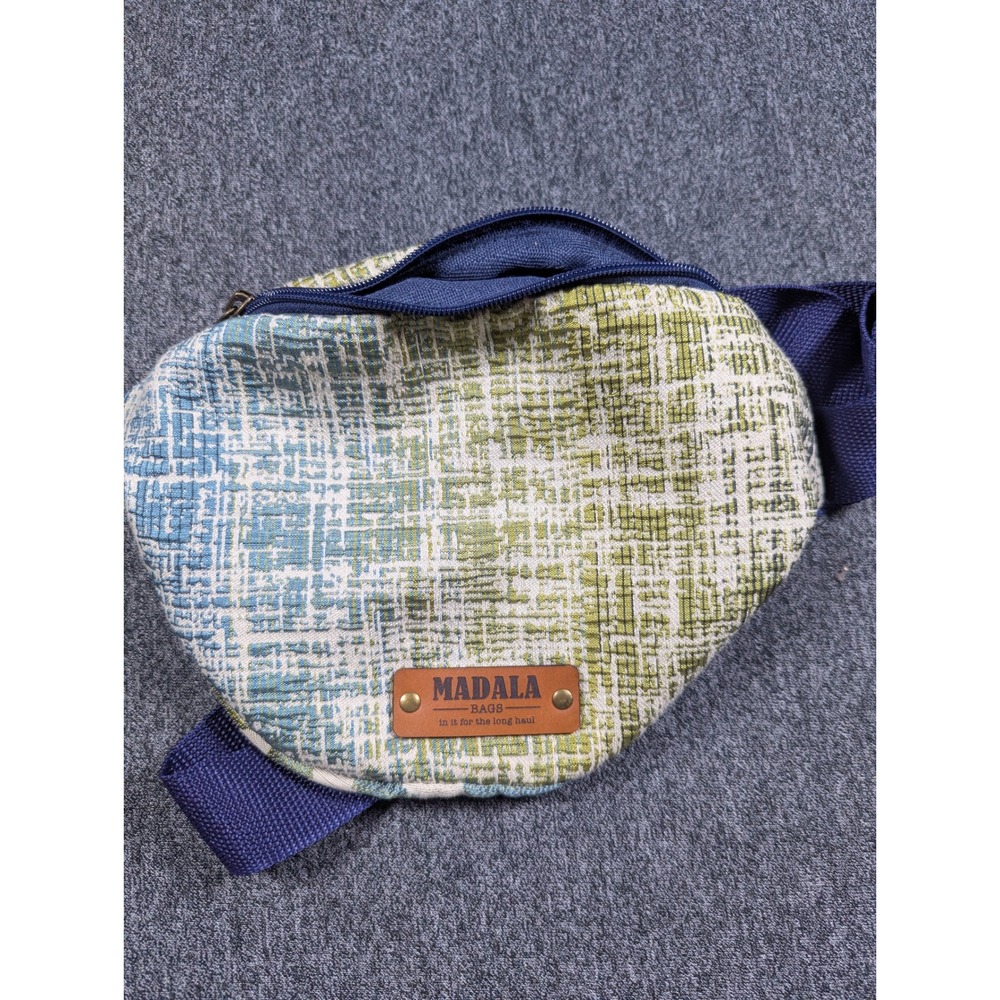 Madala Bags Woven Textile Waist Pack Blue Green Abstract Pattern Adjustable